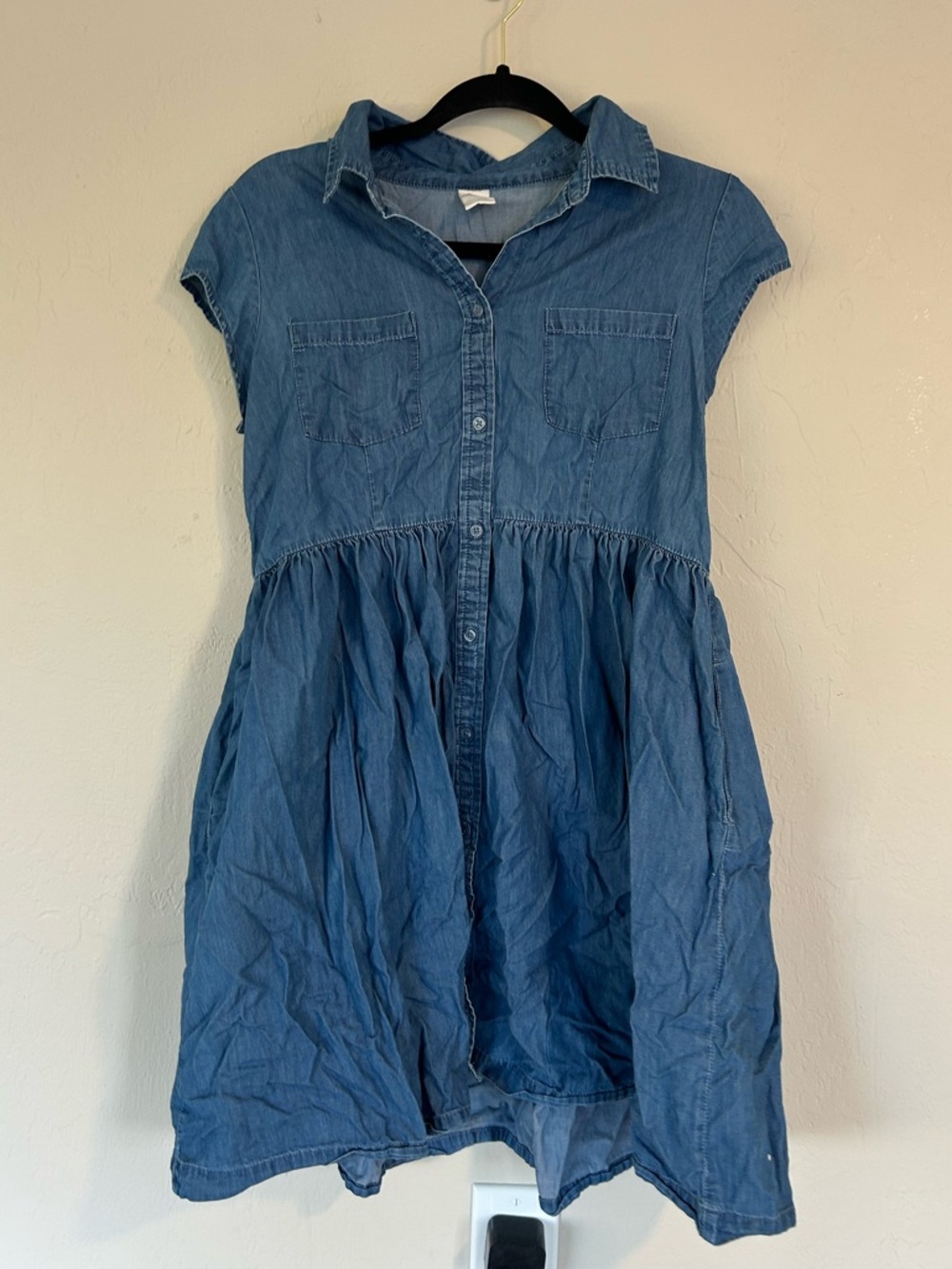 Arizona Jeans Girls Size 18.5 Denim Look Dress Button Front With Pockets (1653)